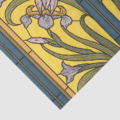 Iris Flower Art Nouveau Glas in lood blauw goud Tissuepapier (Detail)
