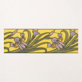 Iris Flower Art Nouveau Glas in lood blauw goud Yogamat (Voorkant (horizontaal))