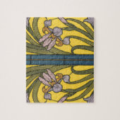 Iris Flower Art Nouveau Glas in lood Pattern Legpuzzel (Verticaal)