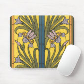Iris Flower Art Nouveau Glas in lood Pattern Muismat (Met muis)