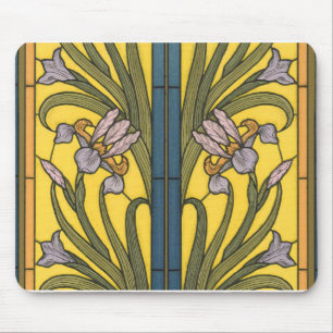 Iris Flower Art Nouveau Glas in lood Pattern Muismat