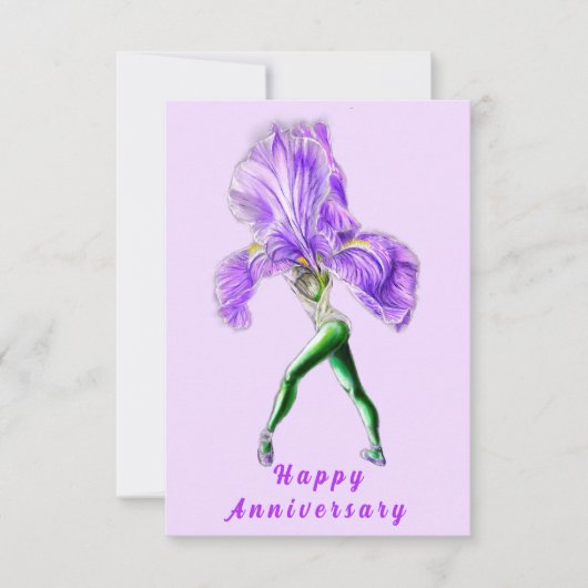 Iris Flower Ballet Dancer Jubileum Kaart (Voorkant)