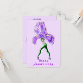 Iris Flower Ballet Dancer Jubileum Kaart (Voorkant / Achterkant in situ)