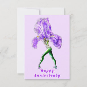 Iris Flower Ballet Dancer Jubileum Kaart