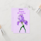 Iris Flower Ballet Dancer Verjaardag Kaart (Voorkant / Achterkant in situ)