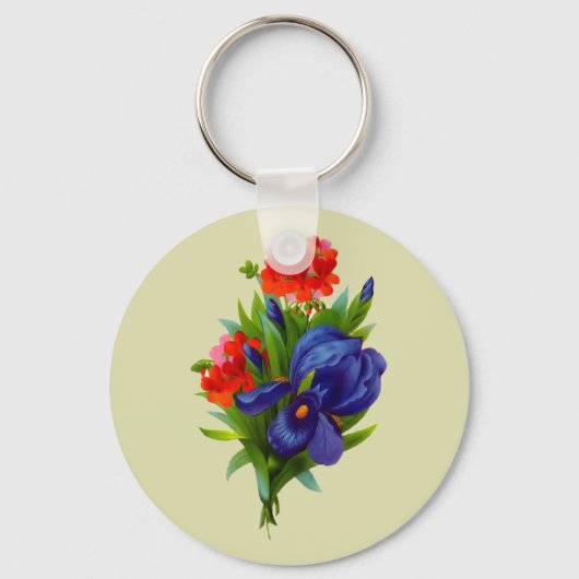 Iris Flower Bouquet Sleutelhanger (Voorkant)