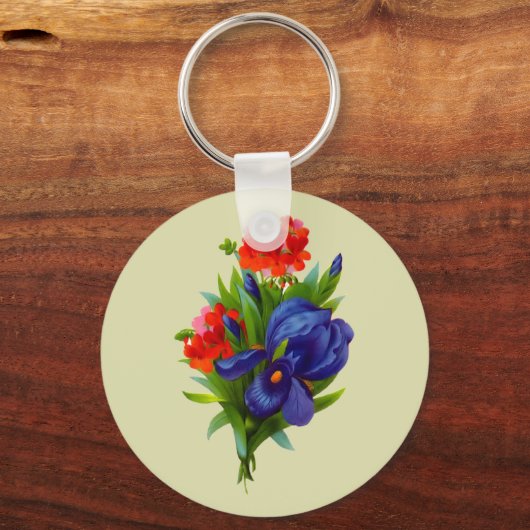Iris Flower Bouquet Sleutelhanger (Voorkant)