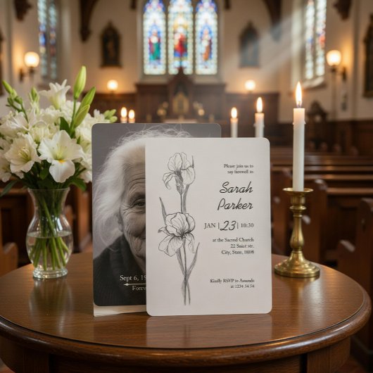 Iris Flower Celebration of Life Memorial Card Kaart
