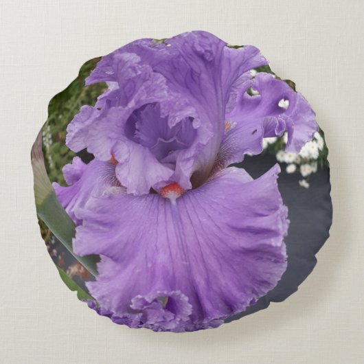 Iris Flower Flowers Purple Lavender Lilac Apron Rond Kussen (Achterkant)