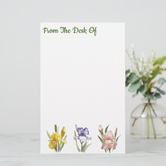 Iris Flower Garden Briefpapier (Staand voorkant)