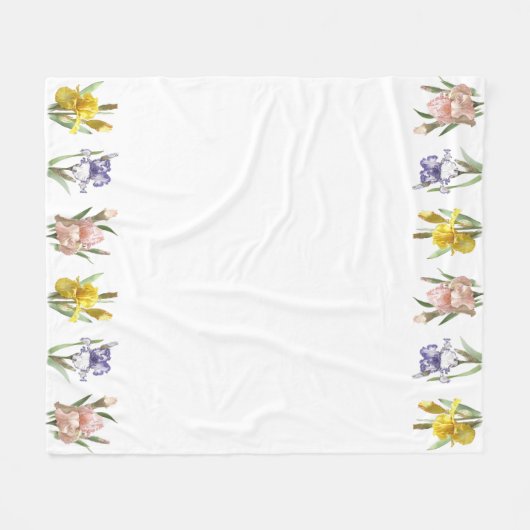 Iris Flower Garden Fleece Deken (Voorkant (Horizontaal))