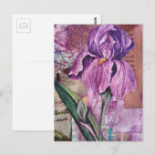 Iris Flower mixed media collage Postcard Briefkaart (Voorkant / Achterkant)