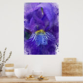 Iris Flower Paars Waterverf Poster (Keuken)