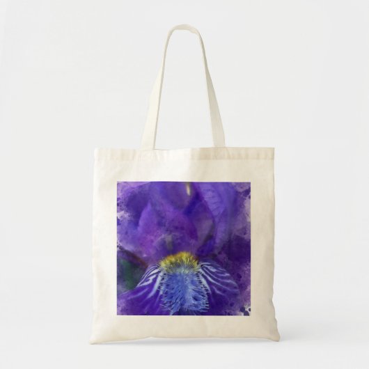 Iris Flower Paars Waterverf Tote Bag (Voorkant)