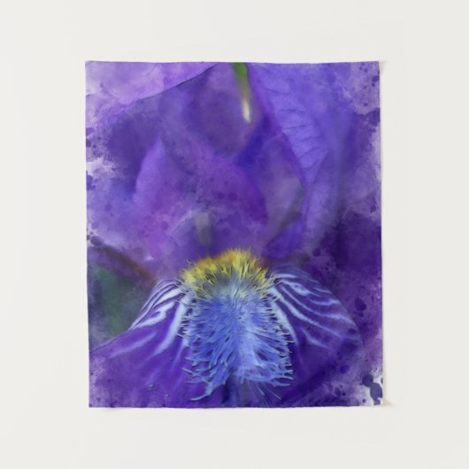 Iris Flower Paars Waterverf Wandkleed (Voorkant)