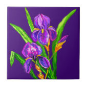 Iris Flower Paarse Tegel - Kies kleur Tegeltje (Voorkant)