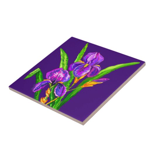 Iris Flower Paarse Tegel - Kies kleur Tegeltje (Zijkant)