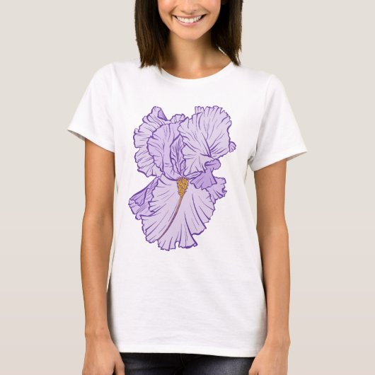 Iris Flower Purple Line Art T-shirt (Voorkant)