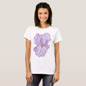 Iris Flower Purple Line Art T-shirt (Voorkant volledig)