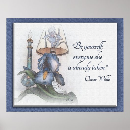 Iris flower schetch bemoediging "Wees jezelf" Poster (Voorkant)