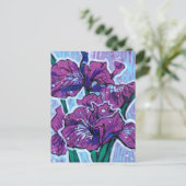 Iris Flower Spring Flowers Floral Painting Paars Briefkaart (Staand voorkant)