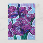 Iris Flower Spring Flowers Floral Painting Paars Briefkaart (Voorkant)