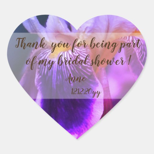 Iris Flower Vrijgezellenfeest Heart Stickers (Voorkant)