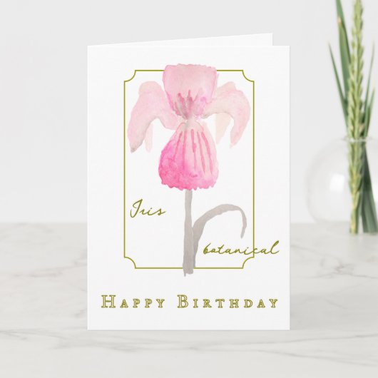 Iris Flower Waterverf Botanische Verjaardag Kaart (Voorkant)
