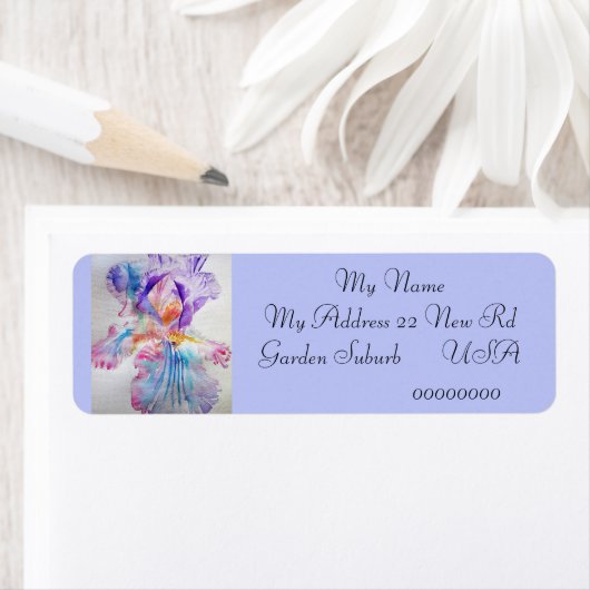 Iris Flower Waterverf Return Address Labels (Insitu)