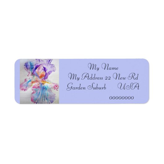 Iris Flower Waterverf Return Address Labels (Voorkant)