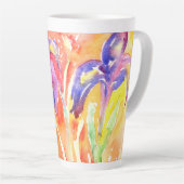 Iris Flower Waterverf schilderij Latte Mok (Rechterhoek)