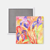Iris Flower Waterverf schilderij Magneet (Voorkant / Achterkant)