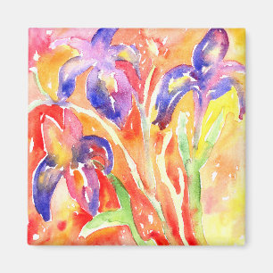 Iris Flower Waterverf schilderij Magneet