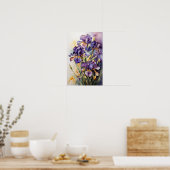 Iris Flowers - Bloemen Waterverf Botanische Kunst Poster (Keuken)