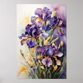 Iris Flowers - Bloemen Waterverf Botanische Kunst Poster