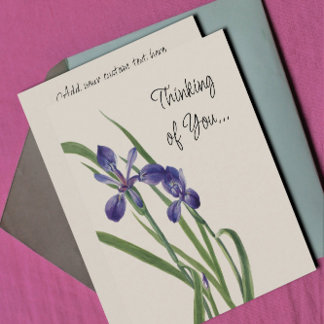  Iris Flowers Botanische Waterverf Notitiekaartje