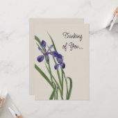  Iris Flowers Botanische Waterverf Opmerking Kaart (Voorkant / Achterkant in situ)