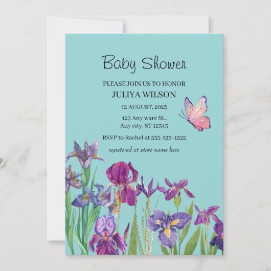 Iris Flowers Boy Baby shower Kaart (Voorkant)