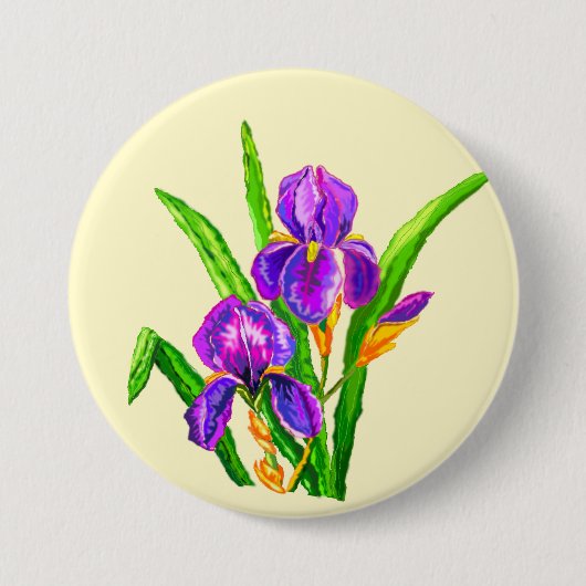 Iris Flowers Button Irises - Uw kleur - Tekst (Voorkant)