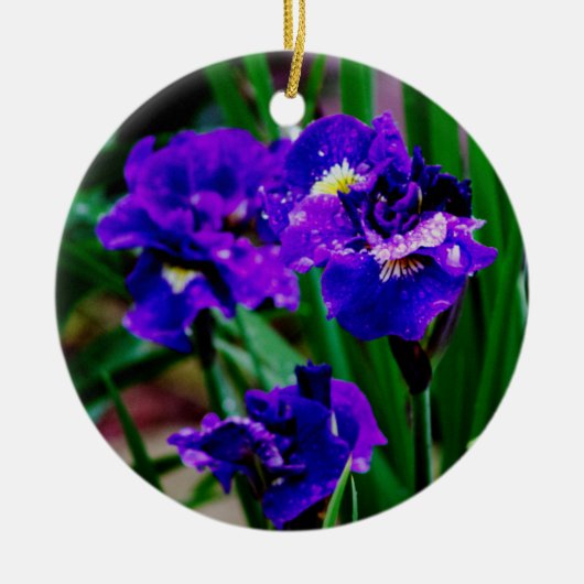 Iris Flowers Ceramic Ornament (Voorkant)