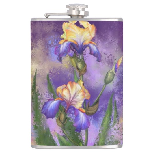 Iris Flowers Flask Heupfles (Voorkant)