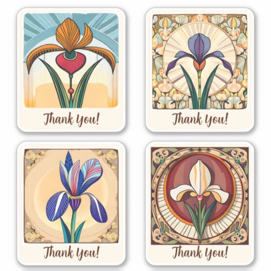 Iris Flowers Groovy Retro Personalized Sticker (Voorkant)