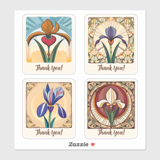 Iris Flowers Groovy Retro Personalized Sticker (Vel)