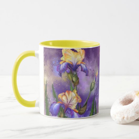 Iris Flowers Koffie Mok (Met donut)