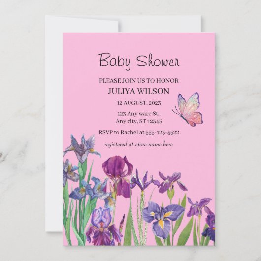 Iris Flowers Meisje Baby shower Kaart (Voorkant)
