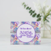 Iris Flowers New Address Briefkaart, We gaan verde Briefkaart (Staand voorkant)