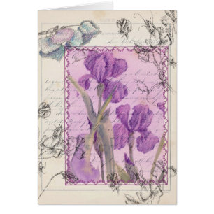 Iris Flowers Plant Victoriaans stijl collage