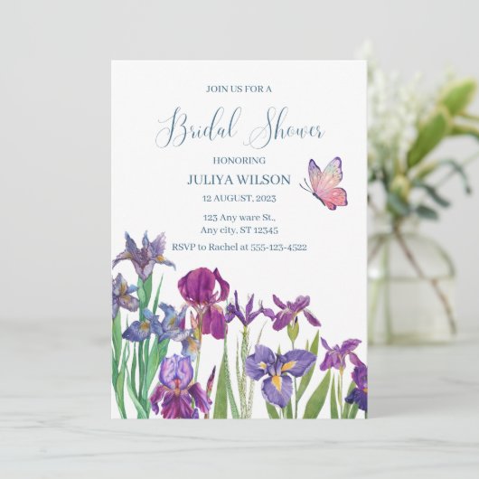 Iris Flowers Vrijgezellenfeest Kaart (Staand voorkant)