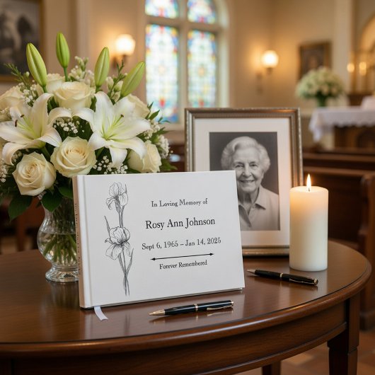 Iris Funeral Guest Book – In Loving Memory Gastenboek
