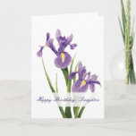 Iris Garden Daughter Birthday Kaart<br><div class="desc">Twee mooie Louisiana-boeven die de voorkant van deze verjaardagskaart zijn. De paarse bruinvissen zijn met pastels getekend en hebben een delicaat en opvallend ontwerp om je dochter te eren. De woorden "Happy Birthday, Dochter" staan aan de voorkant. De binnenkant houdt een zoet gevoel dat je kunt behouden of aanpassen. Maak...</div>